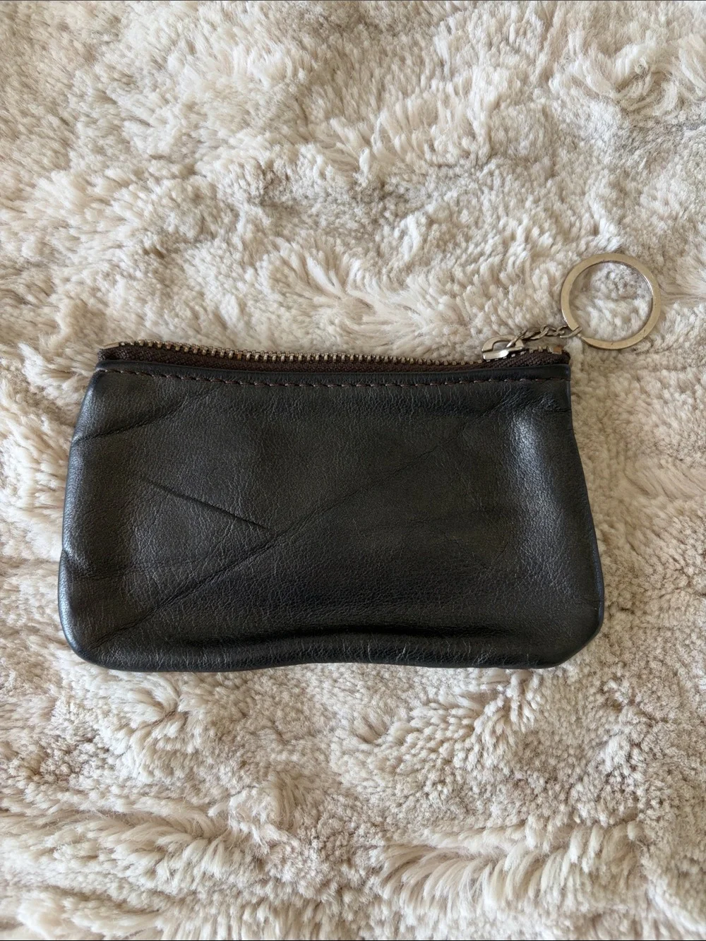 Spotted Hair-On Hide Zip Pouch Keyring - Black & White